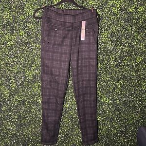 Brand New Black and Grey Plaid Pants with Silver Accents